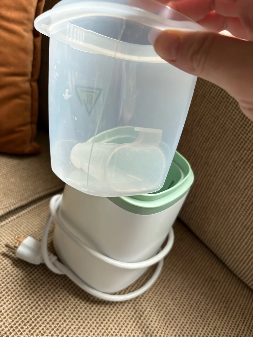 Momcozy Baby Bottle warmer- White with Mint Green